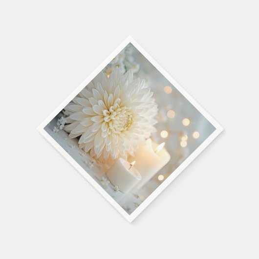 Serviette En Papier Mariage Chrysanthemum Fleur et bougies (Coin)