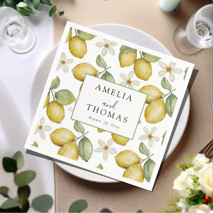 Serviette En Papier Mariage Citron Jaune Moderne