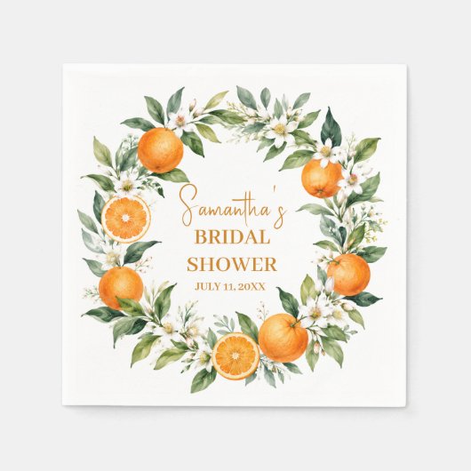 Serviette En Papier Mariage Citron Orange Main Squeeze (Devant)