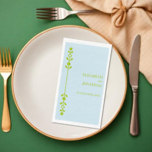Serviette En Papier Mariage Citron Vert et Bleu Côtiers
