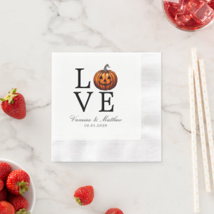 Serviette En Papier Mariage Citrouille d'amour