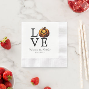 Serviette En Papier Mariage Citrouille d'amour