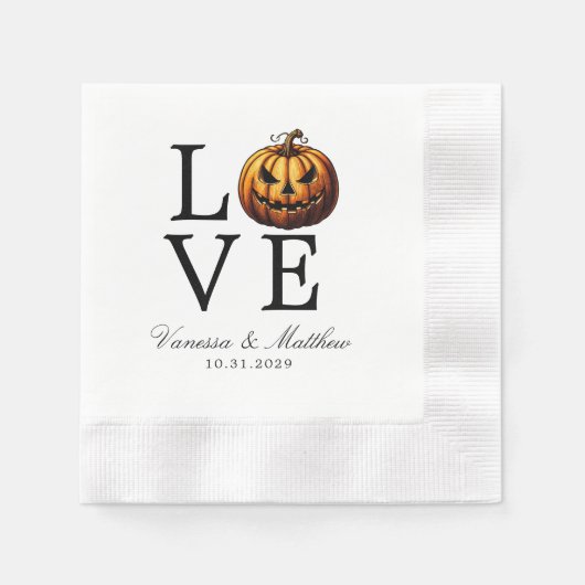 Serviette En Papier Mariage Citrouille d'amour (Devant)