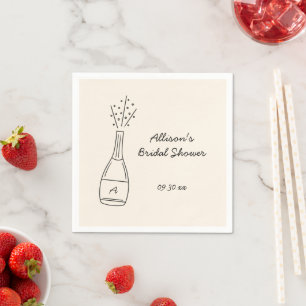 Serviette En Papier Mariage civil avec bouteille de champagne qui saut