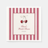 Serviette En Papier Mariage civil avec rayures cerise (Devant)