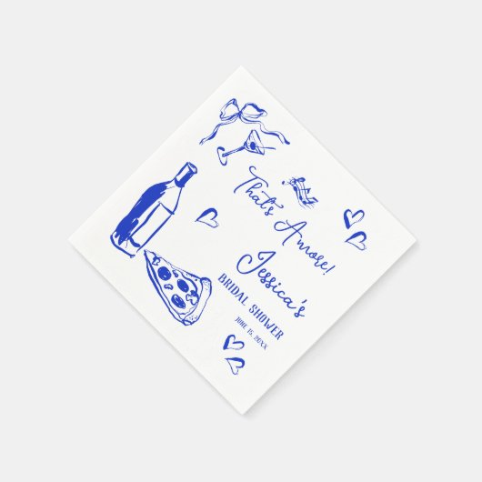 Serviette En Papier Mariage civil Hand Drawn Doodle That's Amore pizza (Coin)
