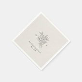 Serviette En Papier Mariage classique à monogramme botanique (Coin)