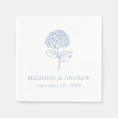 Serviette En Papier Mariage Classique avec des Hydrangeas Bleus (Devant)