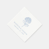 Serviette En Papier Mariage Classique avec des Hydrangeas Bleus (Coin)