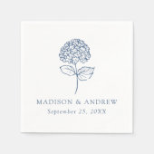Serviette En Papier Mariage Classique avec Hydrangeas Bleus (Devant)
