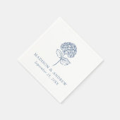 Serviette En Papier Mariage Classique avec Hydrangeas Bleus (Coin)