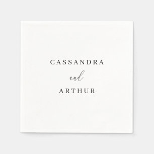 Serviette En Papier Mariage classique blanc simple et élégant