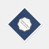 Serviette En Papier Mariage classique bleu et or (Coin)