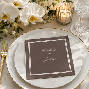 Serviette En Papier Mariage Classique Brun Foncé Vieille Fortune