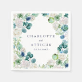 Serviette En Papier Mariage classique de fleurs blanches (Devant)