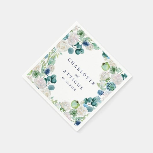 Serviette En Papier Mariage classique de fleurs blanches (Coin)