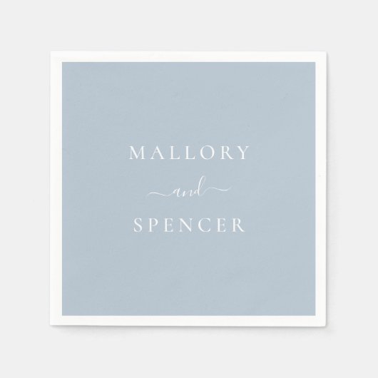 Serviette En Papier Mariage classique Dusty Blue élégant (Devant)