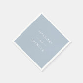 Serviette En Papier Mariage classique Dusty Blue élégant (Coin)
