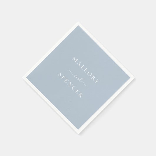 Serviette En Papier Mariage classique Dusty Blue élégant (Coin)