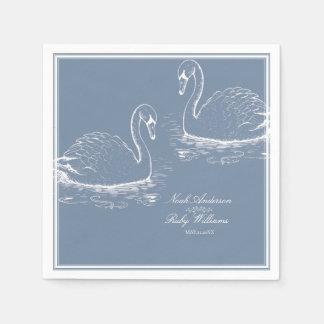 Serviette En Papier Mariage Classique Élégant Bleu Poussiéreux
