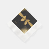 Serviette En Papier mariage classique élégant filigrane noir doré (Coin)