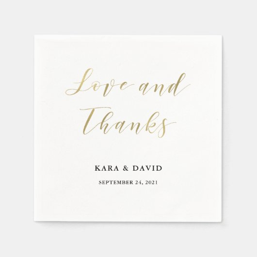 Serviette En Papier Mariage classique glamour Faux Gold (Devant)