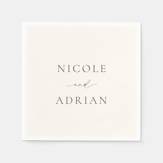 Serviette En Papier Mariage classique ivoire élégant (Devant)