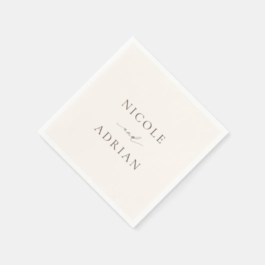 Serviette En Papier Mariage classique ivoire élégant (Coin)