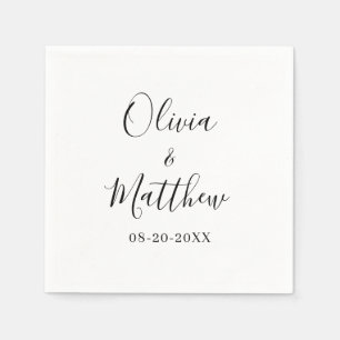 Serviette En Papier Mariage classique minimaliste élégant blanc