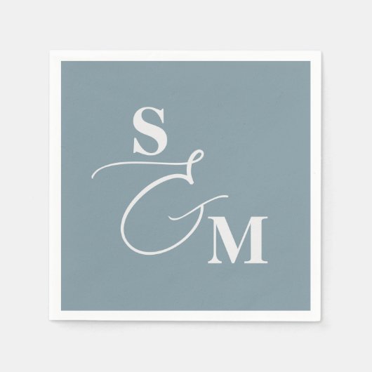 Serviette En Papier Mariage Classique Monogramme Ampersand Script Mode (Devant)
