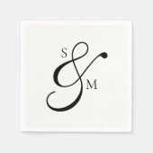Serviette En Papier Mariage Classique Monogramme Esperluette Blanc (Devant)