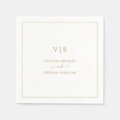 Serviette En Papier Mariage classique monogramme or élégant (Devant)