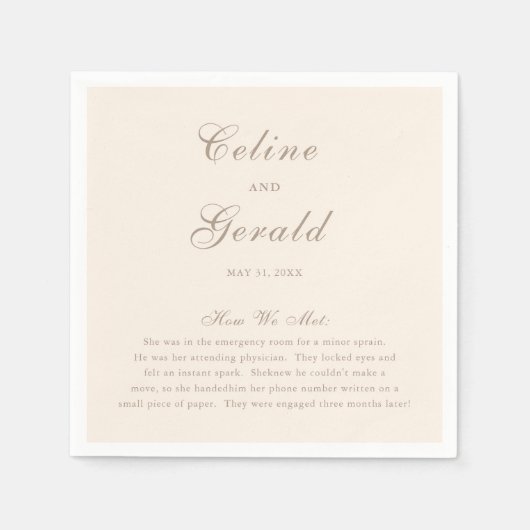 Serviette En Papier Mariage classique neutre de sable (Devant)