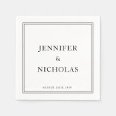 Serviette En Papier Mariage Classique Noir Et Blanc (Devant)