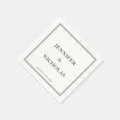 Serviette En Papier Mariage Classique Noir Et Blanc (Coin)