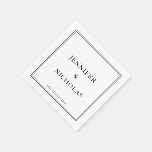 Serviette En Papier Mariage Classique Noir Et Blanc (Coin)