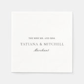 Serviette En Papier Mariage classique noir et blanc élégant (Devant)