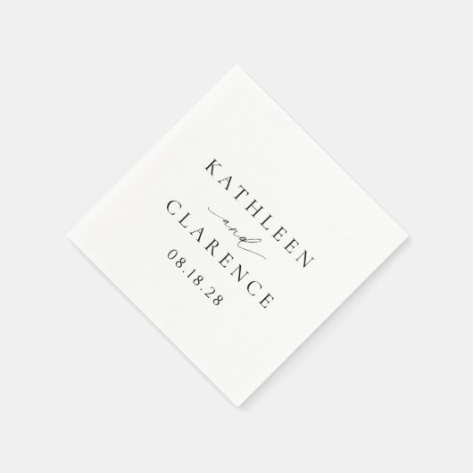 Serviette En Papier Mariage classique noir et blanc élégant (Coin)