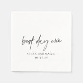 Serviette En Papier Mariage classique noir et blanc élégant (Devant)