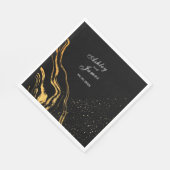 Serviette En Papier Mariage classique noir et or (Coin)