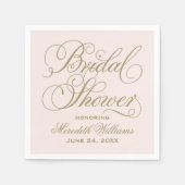 Serviette En Papier Mariage Classique Rose Or Écriture Invitation de R (Devant)