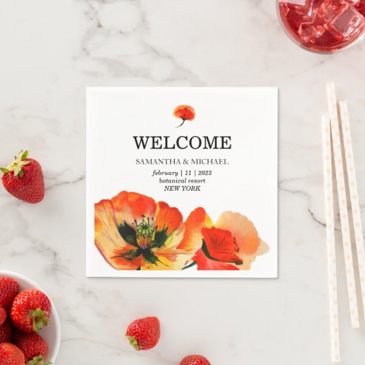 Serviette En Papier Mariage classique rouge pavot (En situation)