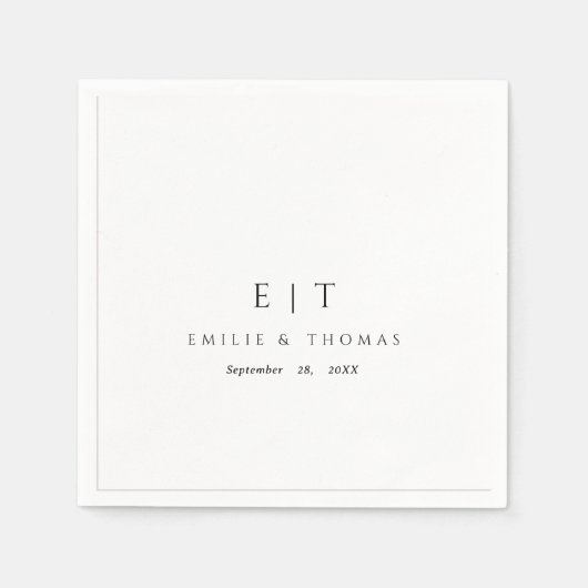 Serviette En Papier Mariage classique serviettes simples texte (Devant)