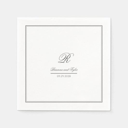 Serviette En Papier Mariage classique simple Monogram serviettes (Devant)