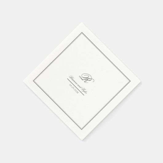 Serviette En Papier Mariage classique simple Monogram serviettes (Coin)