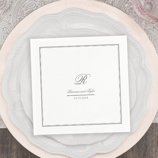Serviette En Papier Mariage classique simple Monogram serviettes