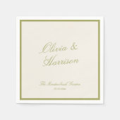Serviette En Papier Mariage Classique Vert Olive (Devant)