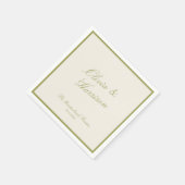 Serviette En Papier Mariage Classique Vert Olive (Coin)