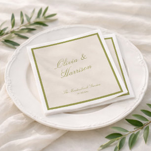 Serviette En Papier Mariage Classique Vert Olive