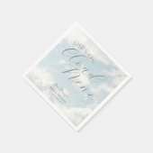 Serviette En Papier Mariage Cloud Nine Bleu Ciel Nuageux Moderne Showe (Coin)